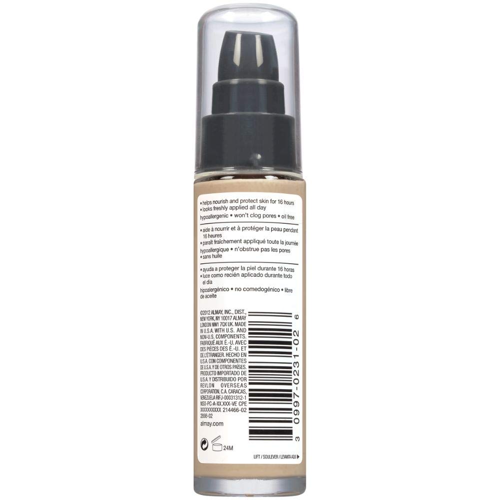 Almay packaging label close-up showing ingredients and claims