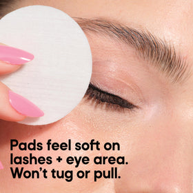 Almay pads pictured next to contact lenses showing suitability for lens wearers