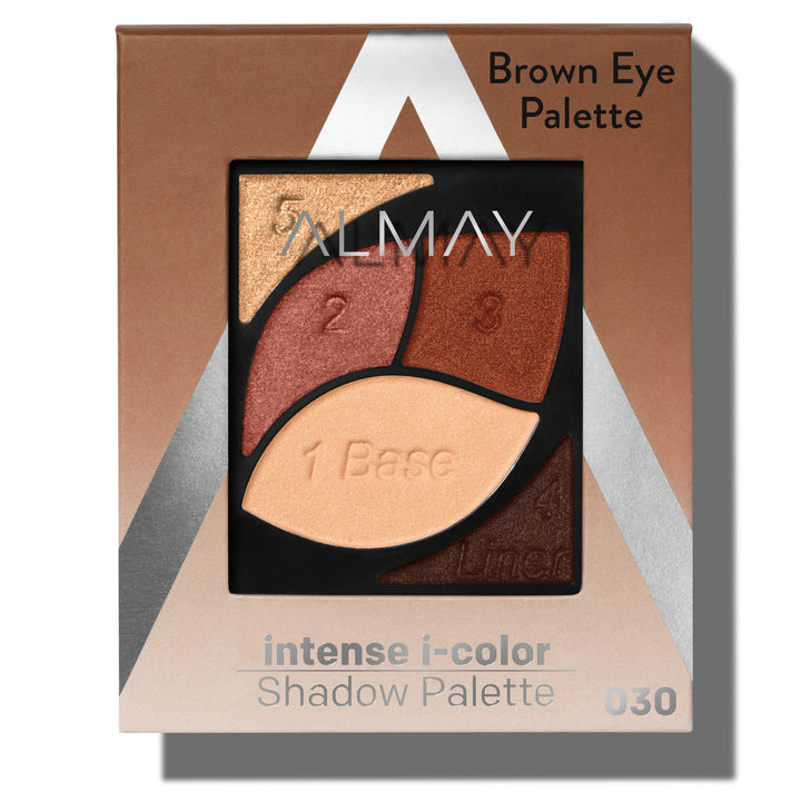 Almay palette front packaging showing shades and compact, highlights color selection benefit