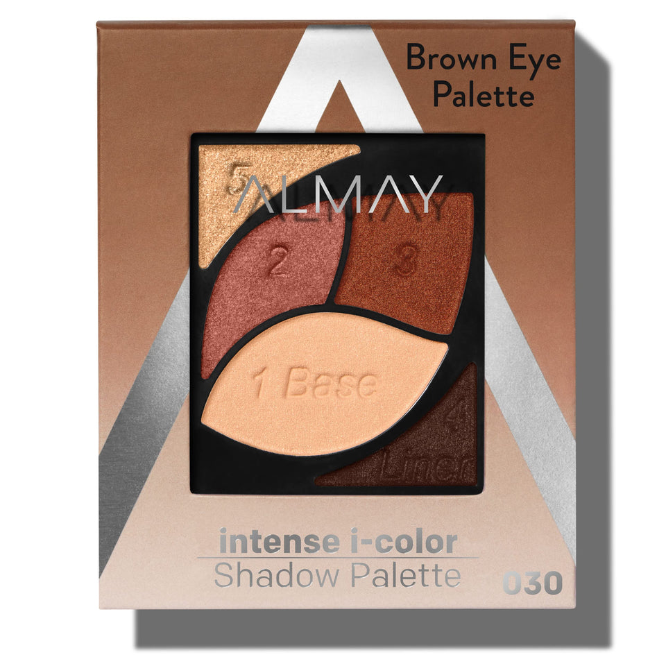 Almay palette front packaging showing shades and compact, highlights color selection benefit