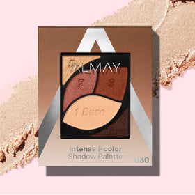 Almay numbered pans detail showing labeled placement for effortless makeup building benefit