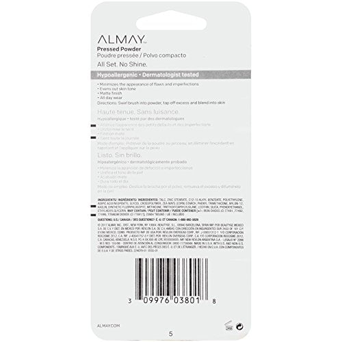 Almay pressed powder pan close-up showing ultra-fine texture benefit