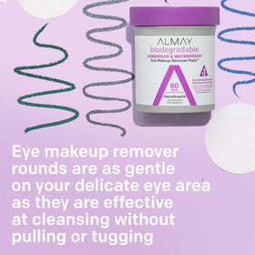 Almay removing mascara action shot showing quick lift of waterproof makeup