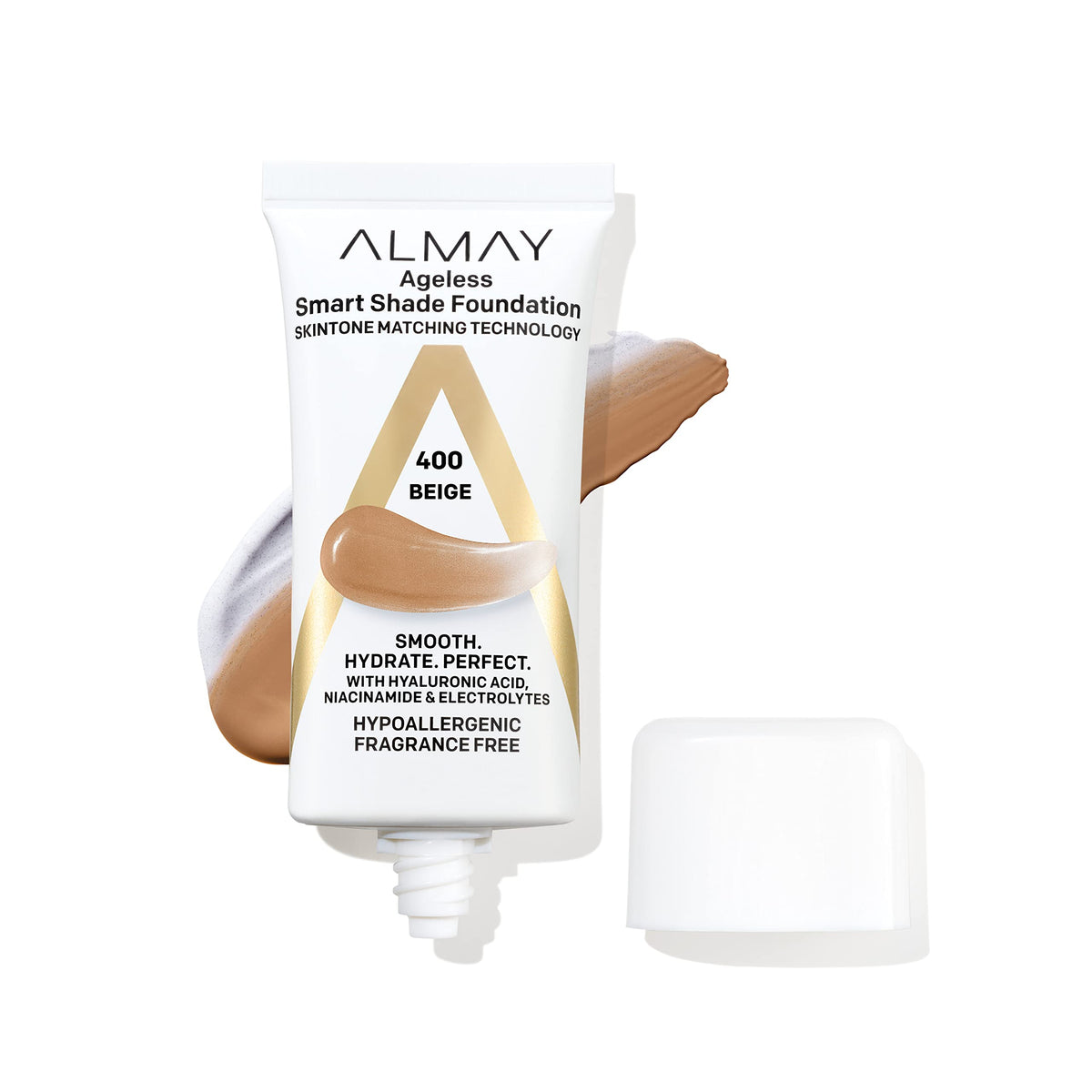 Almay front packaging showing bottle and shade 400 Beige for quick identification