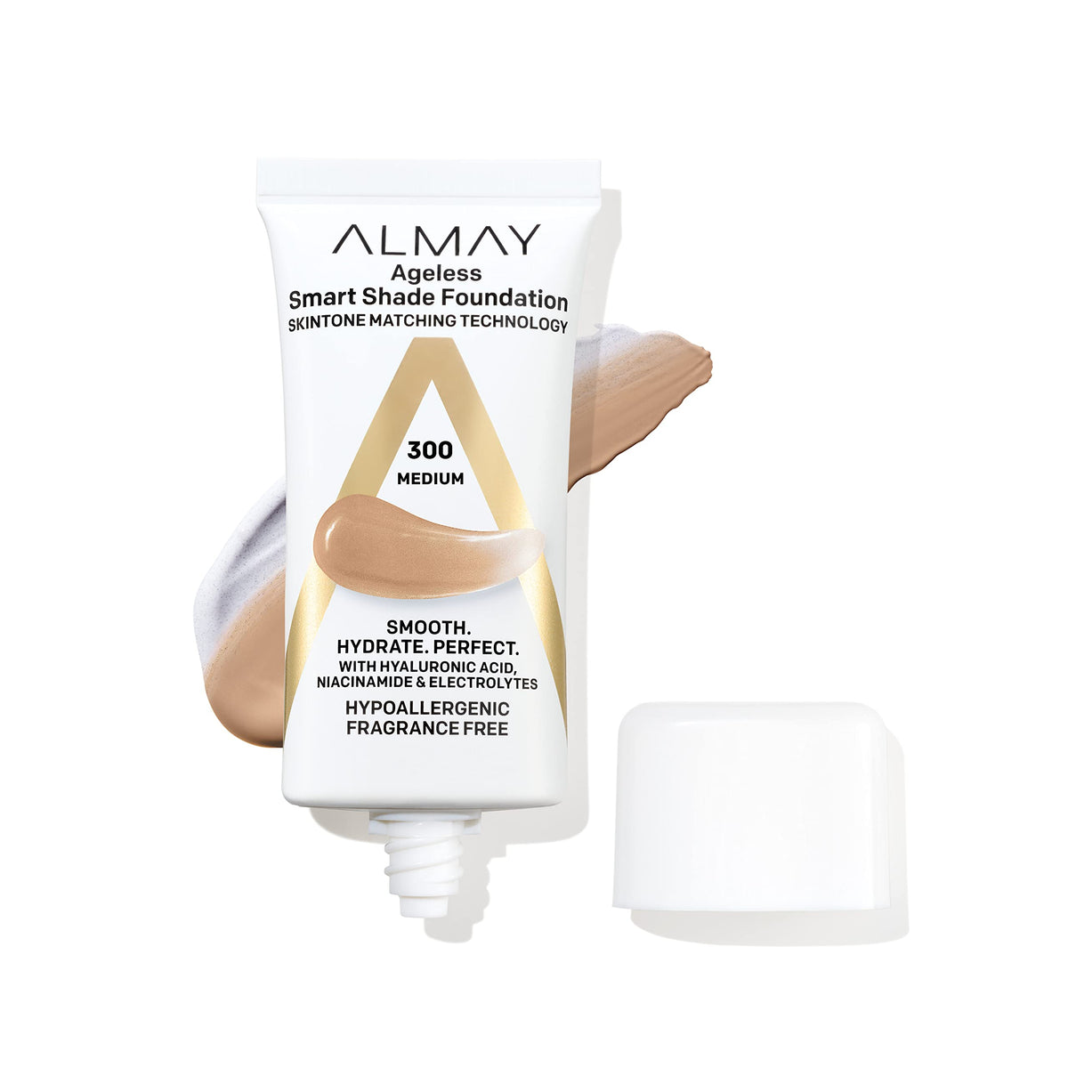 Almay front packaging showing Smart Shade foundation and product benefits