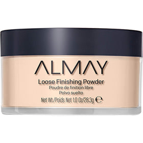 Almay loose powder front packaging showing lightweight finish benefit