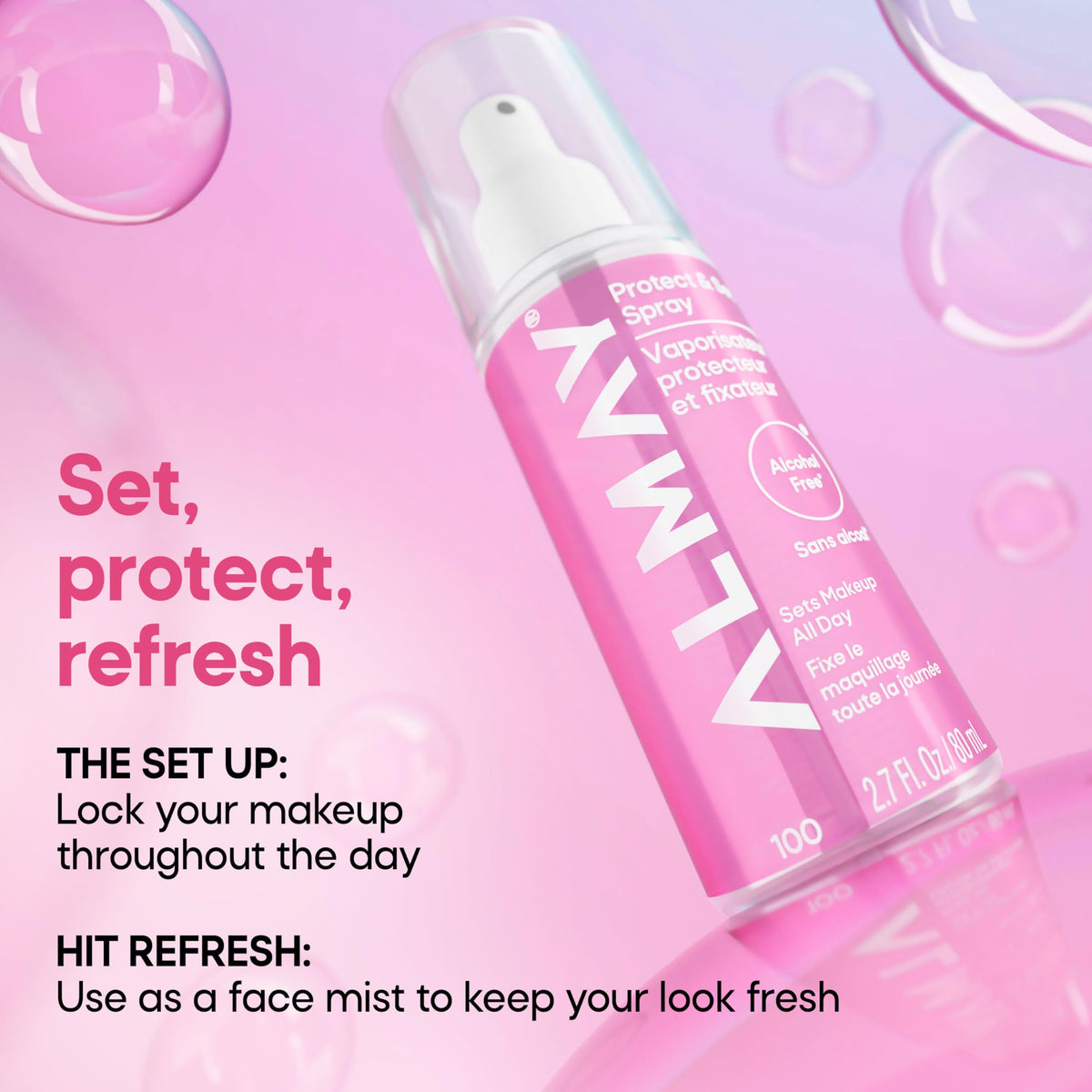 Almay spray in hand illustrating easy application benefit