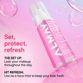 Almay spray in hand illustrating easy application benefit