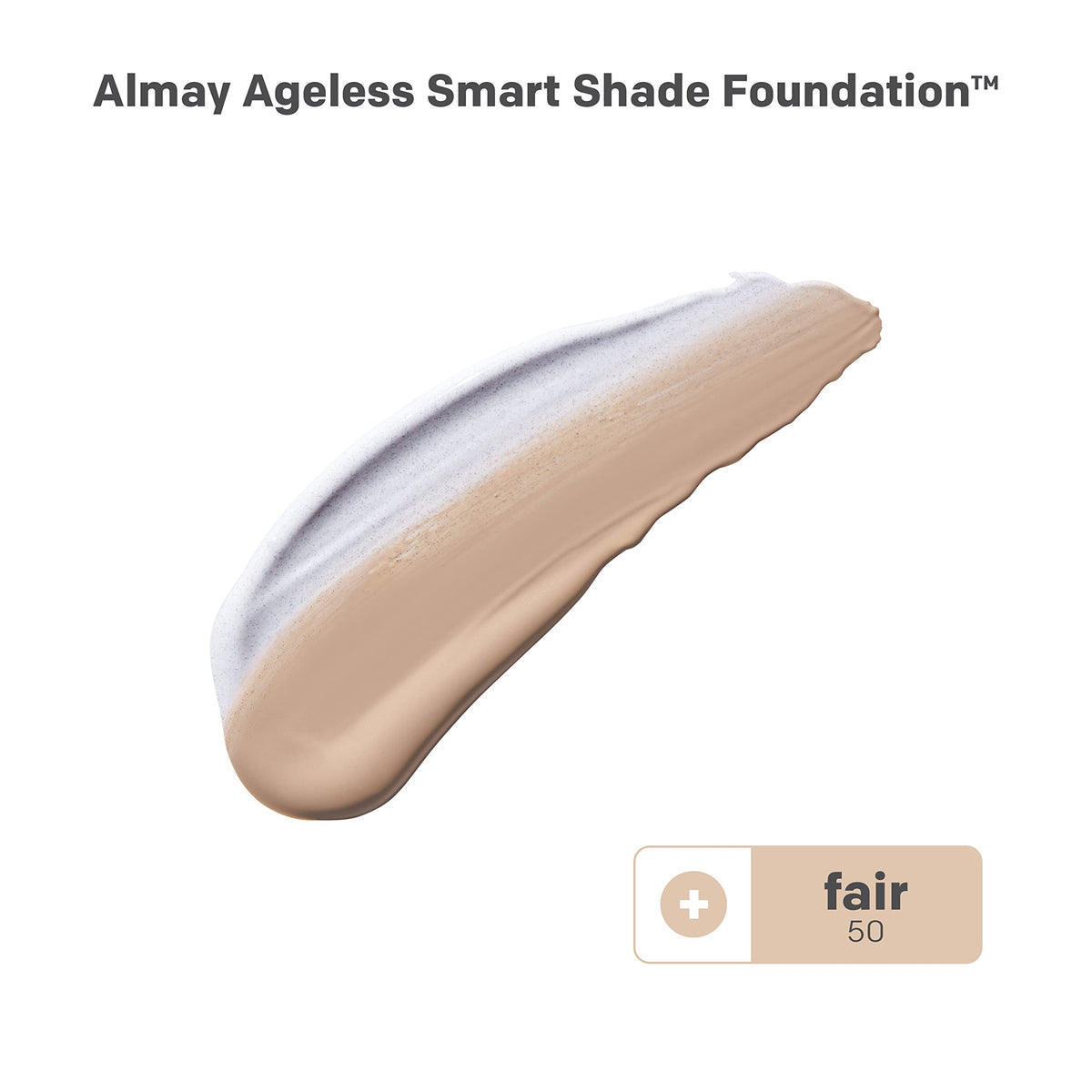 Almay foundation texture close-up showing smooth, hydrating consistency benefit
