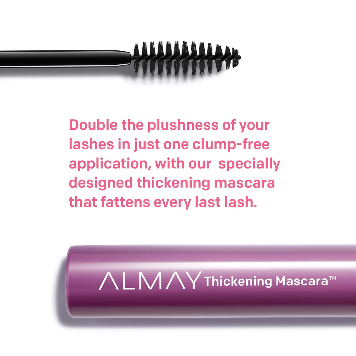Almay brush closeup demonstrating wrap-around bristles for even lash coating
