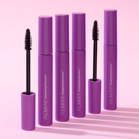 Almay mascara on model lashes illustrating fuller, separated lash effect