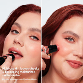 Almay close-up of tint blended on cheek adding natural glow