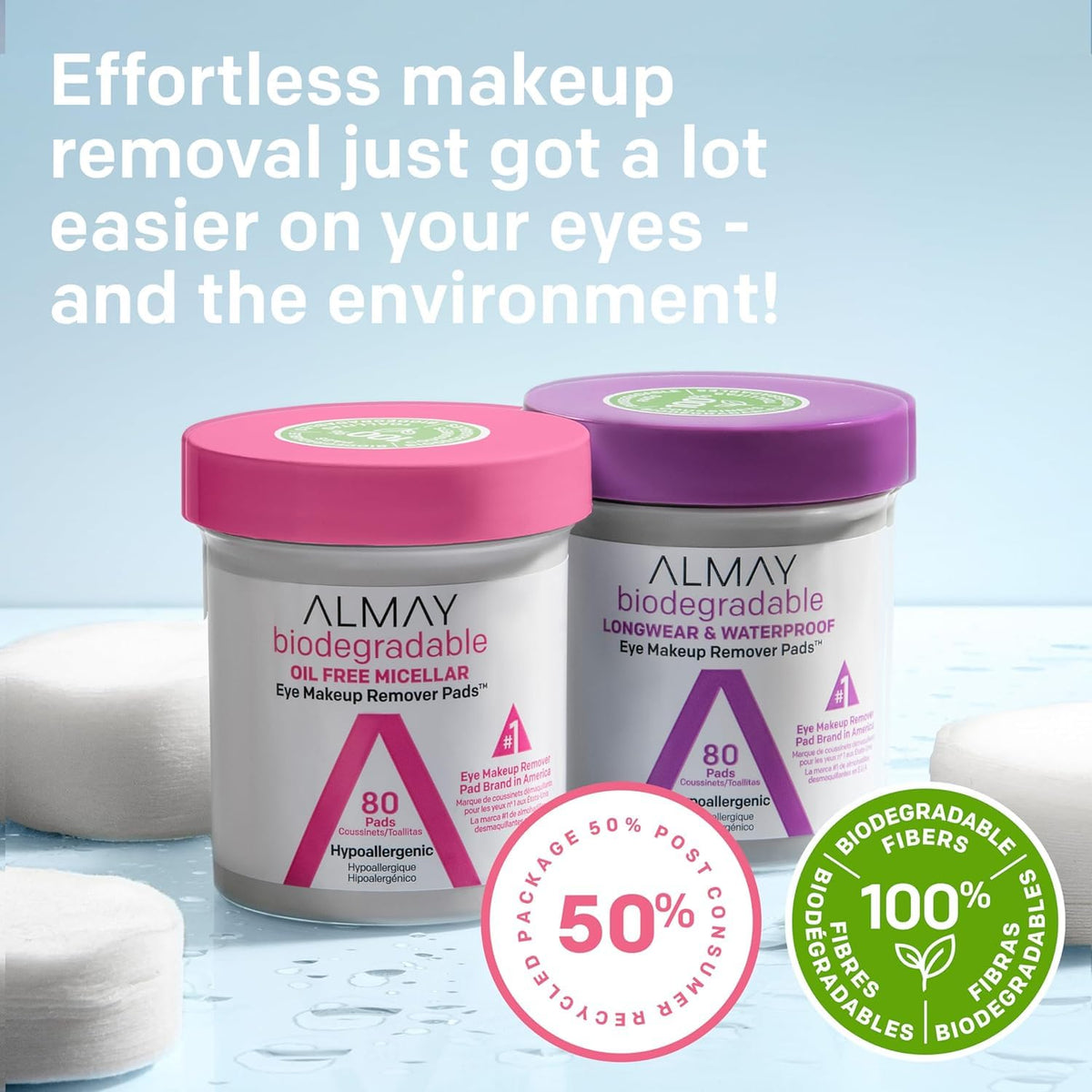 Almay tub open showing stacked pads and ready-to-use convenience