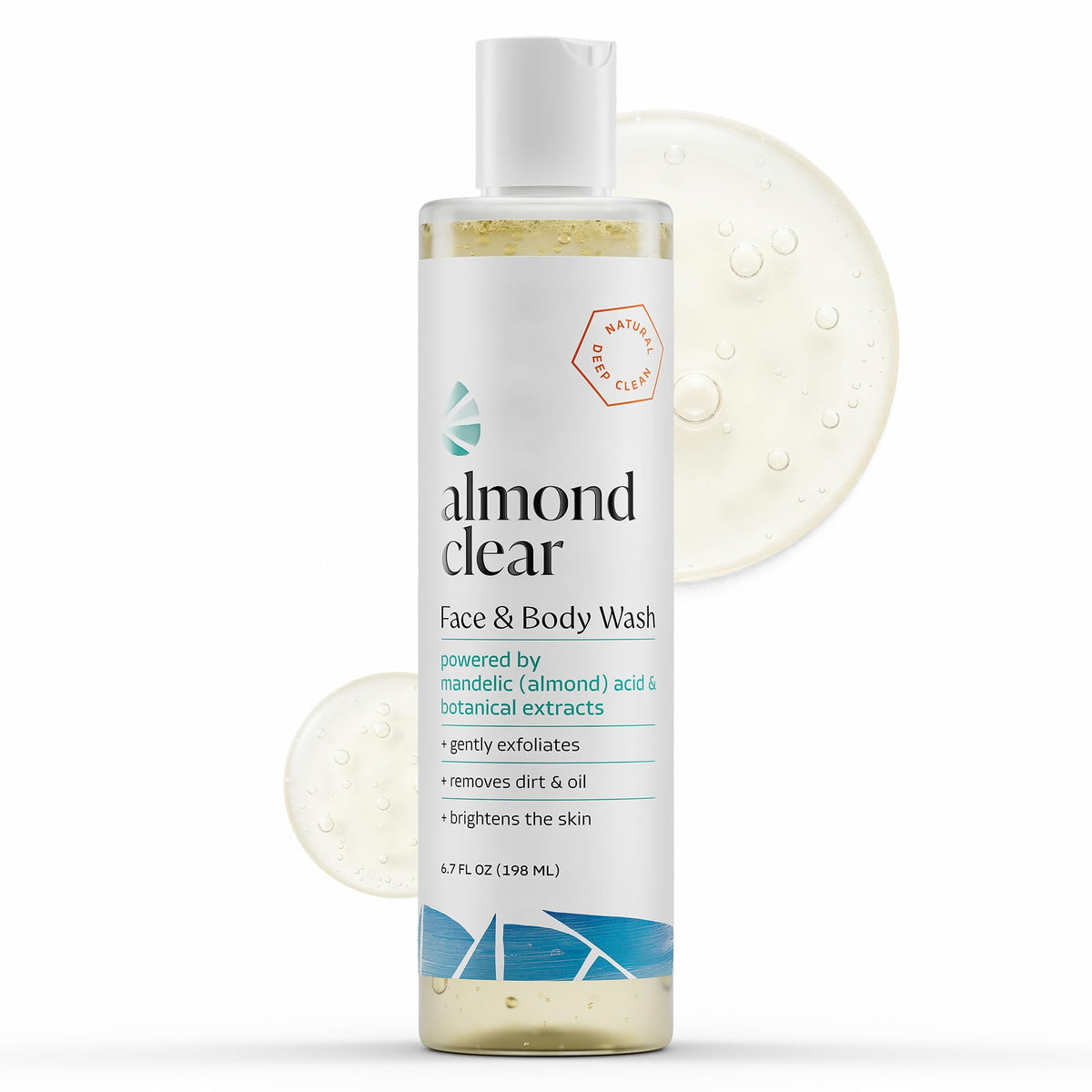 Almond Clear front bottle showing clean packaging and easy dispensing benefit