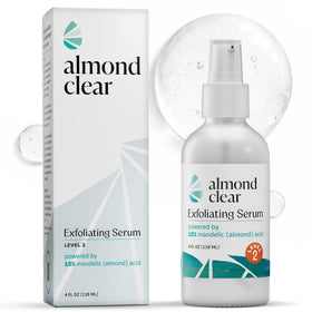 Almond Clear Level 2 front bottle view showing branding and pump, ideal for body acne care