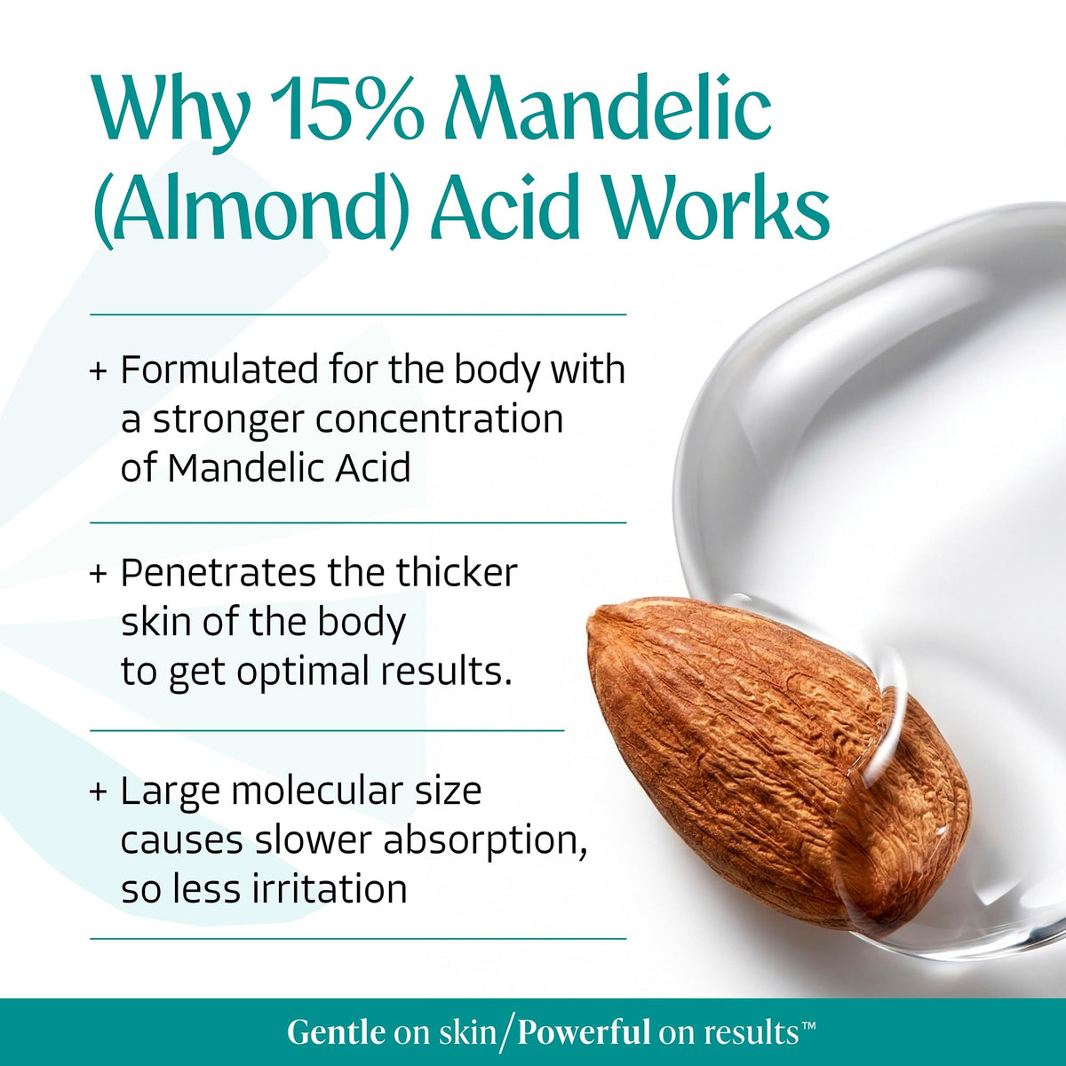Almond Clear Level 2 label ingredient list close-up showing mandelic acid for targeted exfoliation