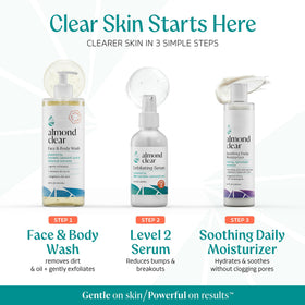 Almond Clear next to a standard bottle showing one-ounce scale benefit
