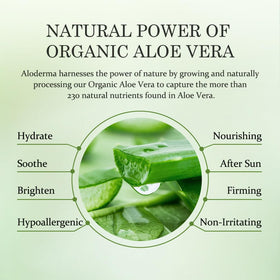 Aloderma applied on face illustrating calming hydration and non-greasy finish benefit