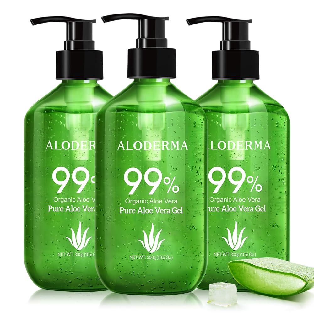 Aloderma front pump bottle showing clean branding and easy dispensing benefit