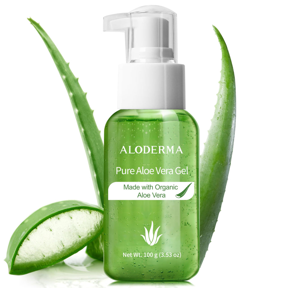 Aloderma front pump bottle showing compact travel-friendly design and convenience