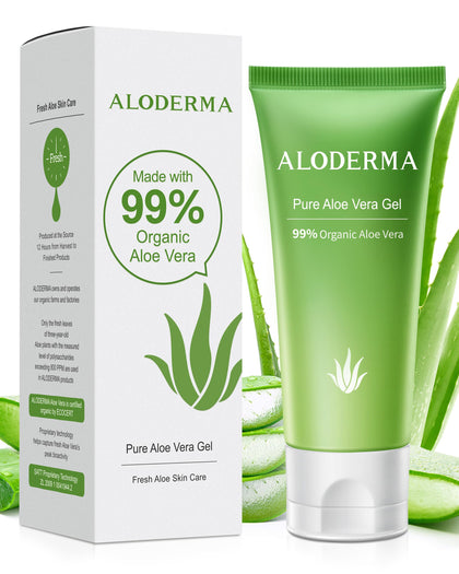 Aloderma front tube showing branding and compact size for easy use
