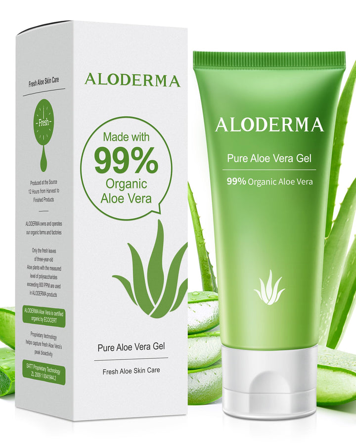 Aloderma front tube showing branding and compact size for easy use