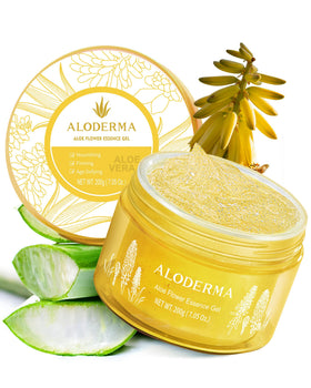 Aloderma jar front view showing label and 7oz size for clear product ID and trust