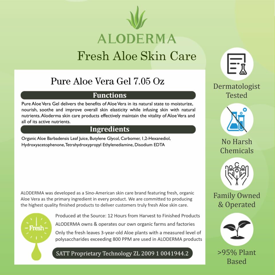 Aloderma product label with USDA and ECOCERT logos showing organic certification