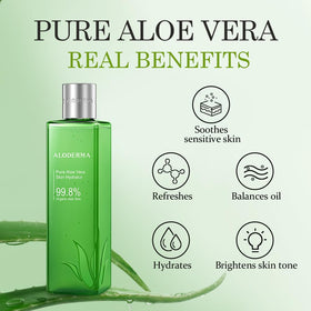 Aloderma label detail with ECOCERT seal emphasizing certified organic