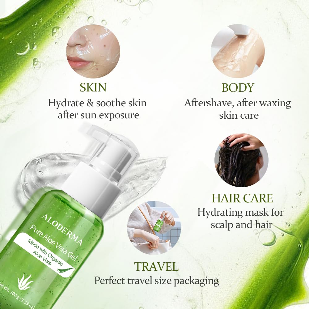 Aloderma pump dispensing gel into hand for hygienic, measured application benefit
