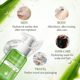 Aloderma pump dispensing gel into hand for hygienic, measured application benefit