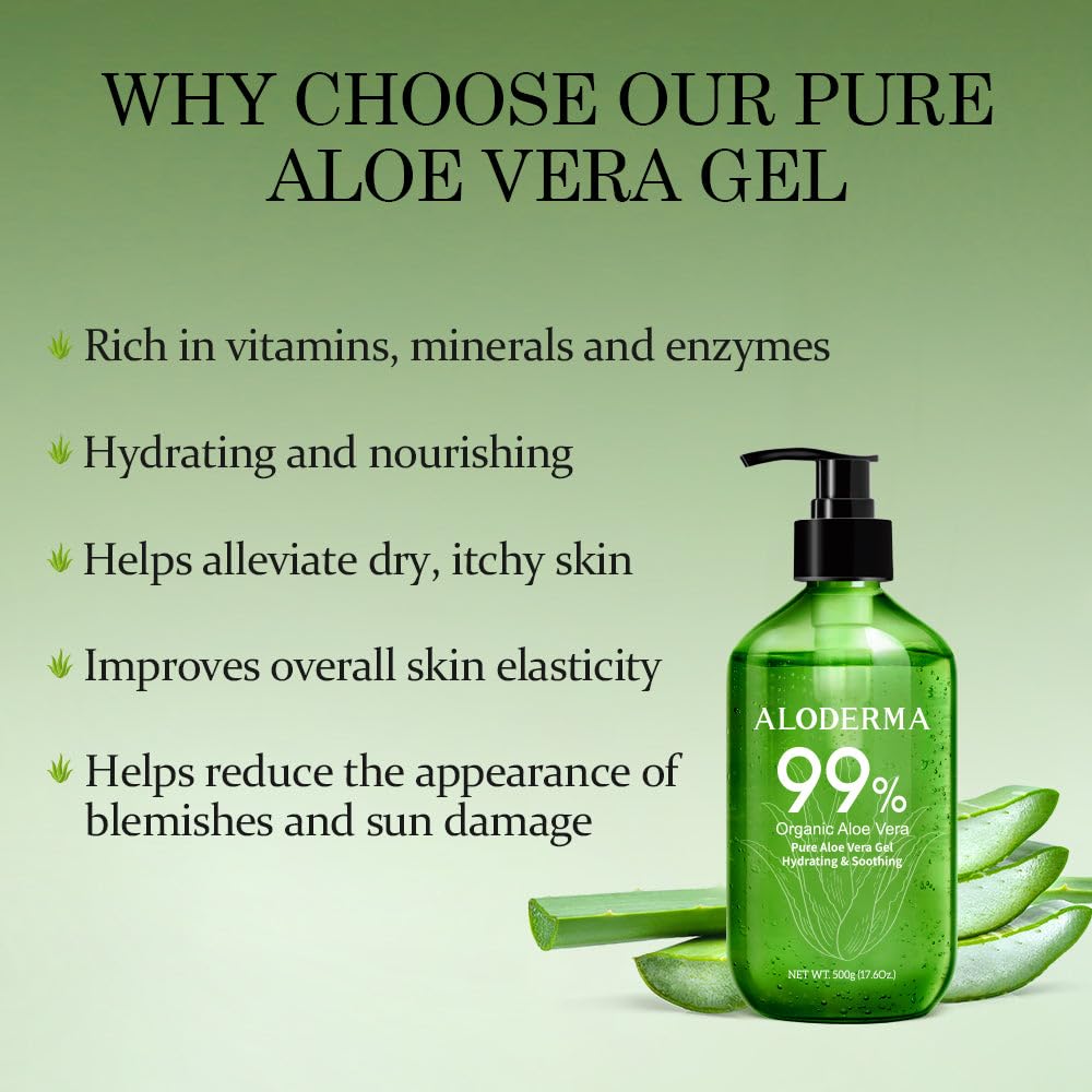 Aloderma gel texture close-up showing clear, lightweight smoothness