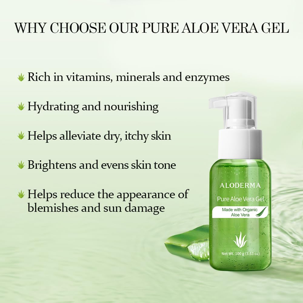 Aloderma gel texture close-up highlighting smooth, fast-absorbing consistency