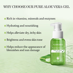 Aloderma gel texture close-up highlighting smooth, fast-absorbing consistency