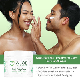 Aloe Infusion used on sun-exposed skin showing cooling, soothing effect