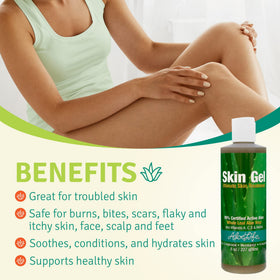Applying Aloe Life gel to hand demonstrating gentle moisturizing benefit