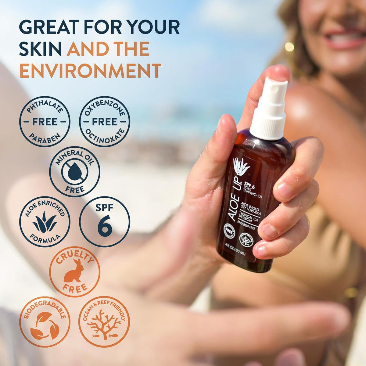 Aloe Up applied on arm revealing lightweight, non-greasy finish