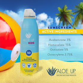 Child applying Aloe Up sunscreen on arm for active protection