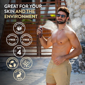 ALOE UP two-bottle pack held to show travel-friendly size