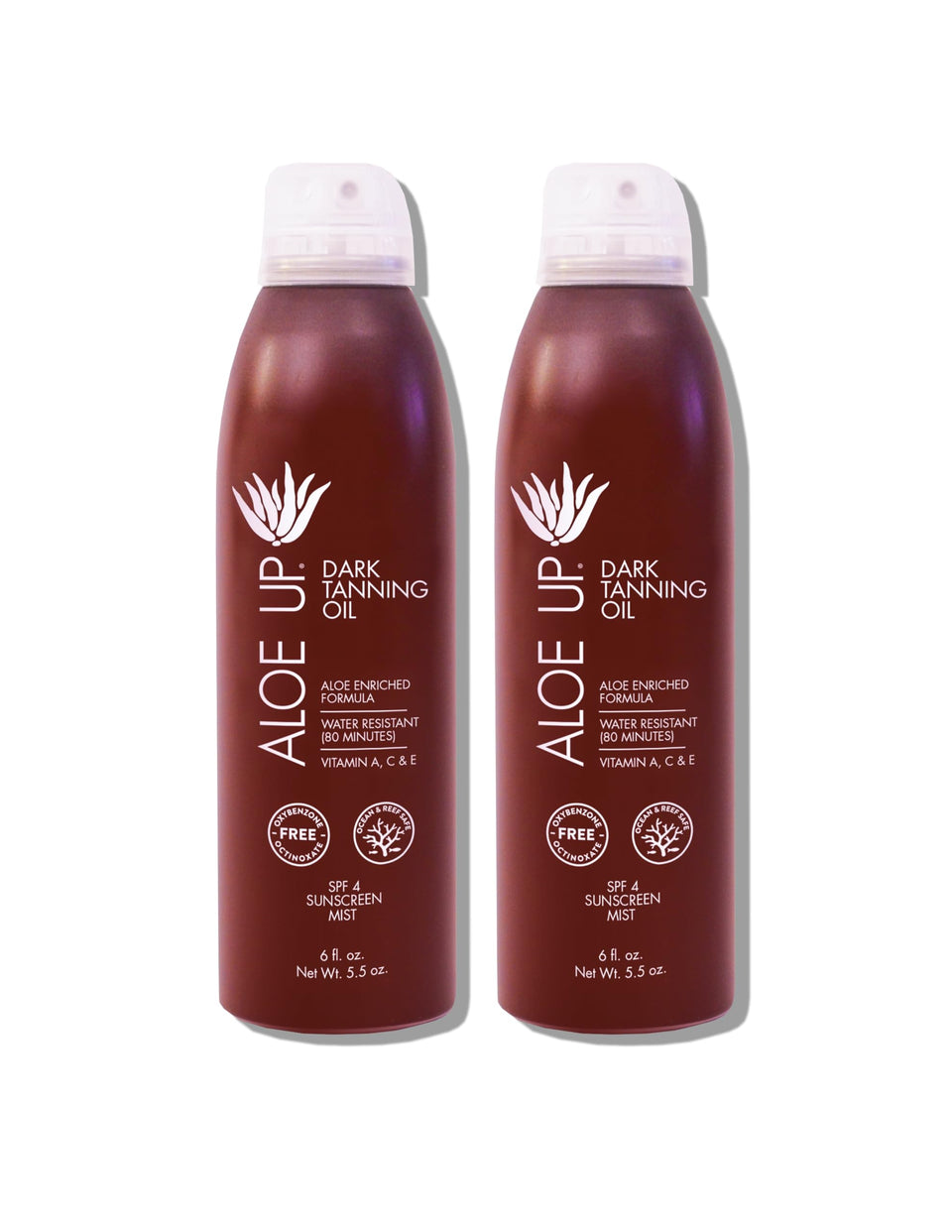 ALOE UP front packaging showing tan oil benefits and SPF