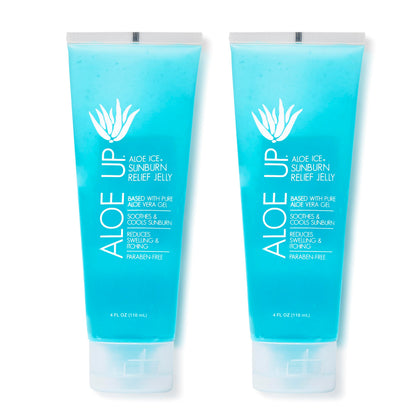 ALOE UP front packaging showing tube and label, clear soothing benefit