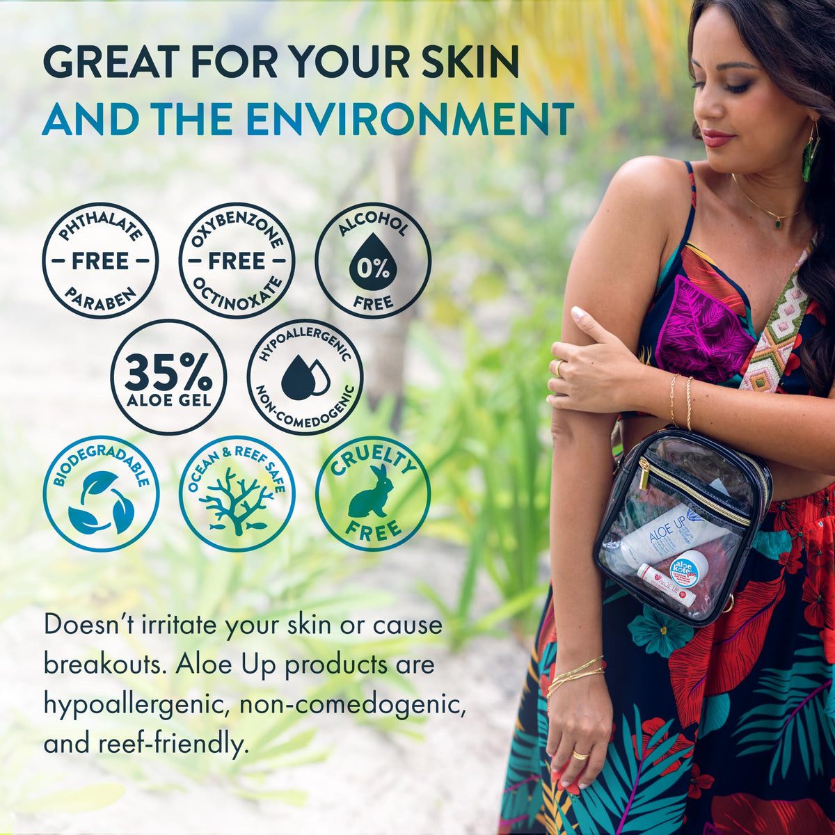ALOE UP ingredient label close-up emphasizing natural antioxidant benefits