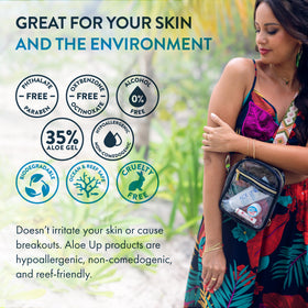 ALOE UP ingredient label close-up emphasizing natural antioxidant benefits