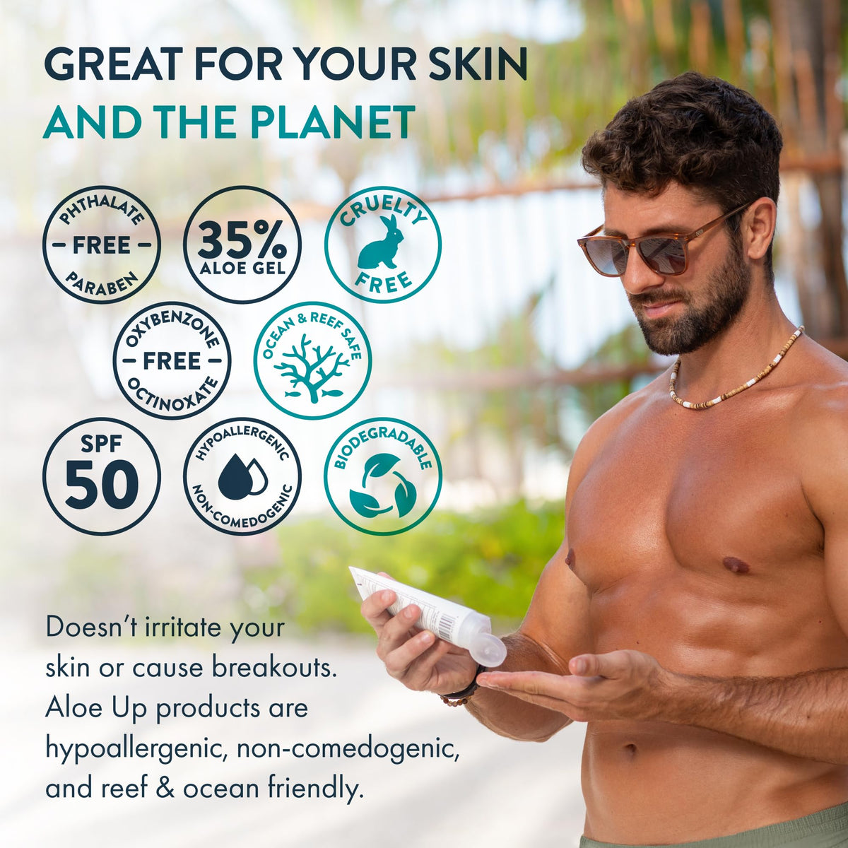 Aloe Up label detail showing ingredient highlights and benefits