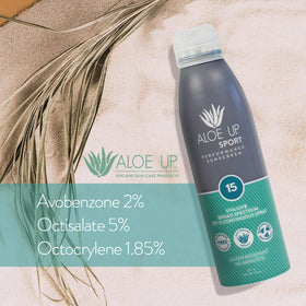 ALOE UP label close-up showing ingredients and safety claims