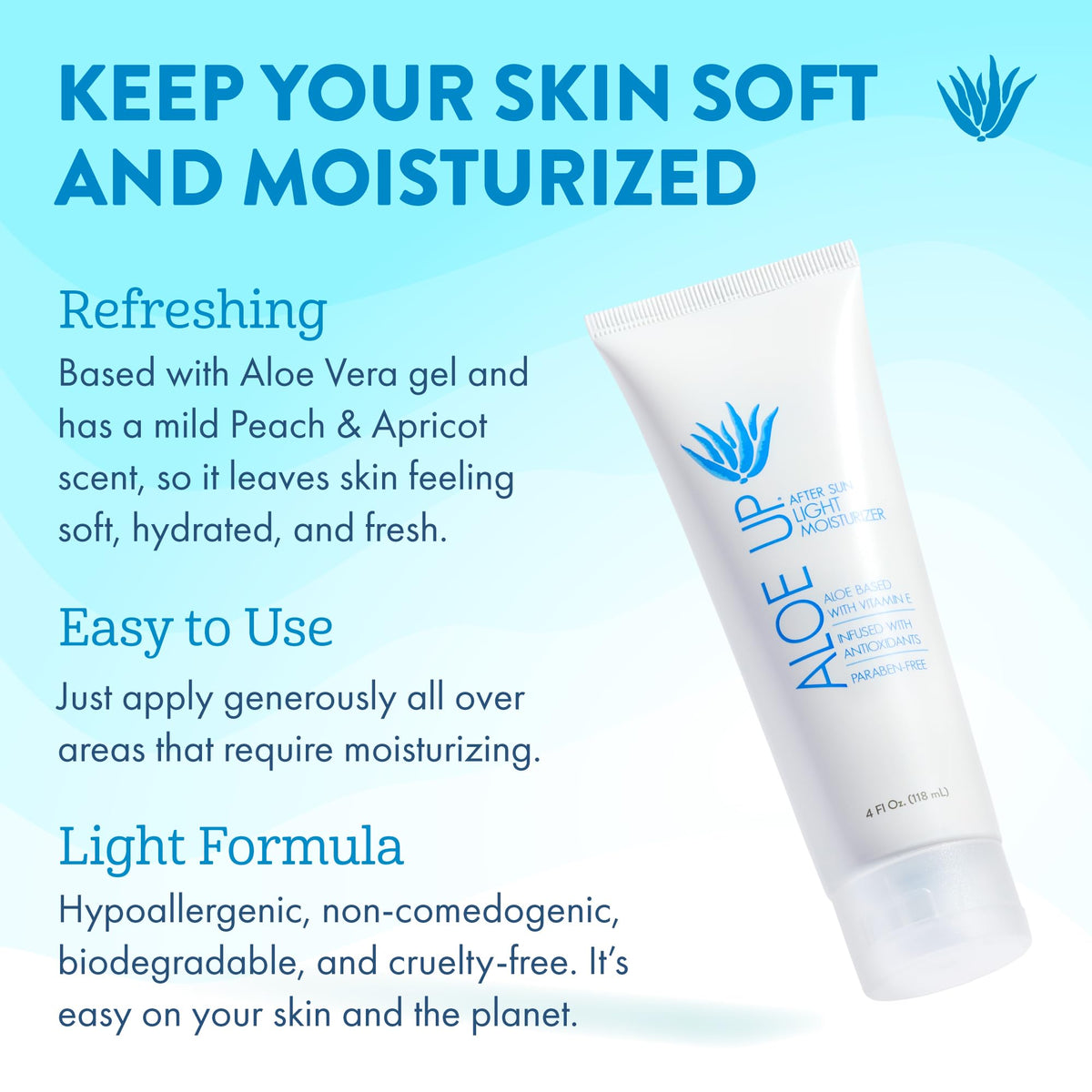 ALOE UP gel texture close-up highlighting fast absorption and cooling