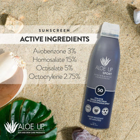 Aloe Up being used on arm during outdoor activity for protection