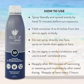 Aloe Up next to water bottle showing 6 oz travel-friendly size