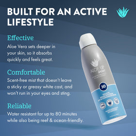 Aloe Up label close-up highlighting aloe content and reef friendly claim