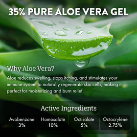 Aloe Up spray texture on skin showing sheer, non-greasy finish